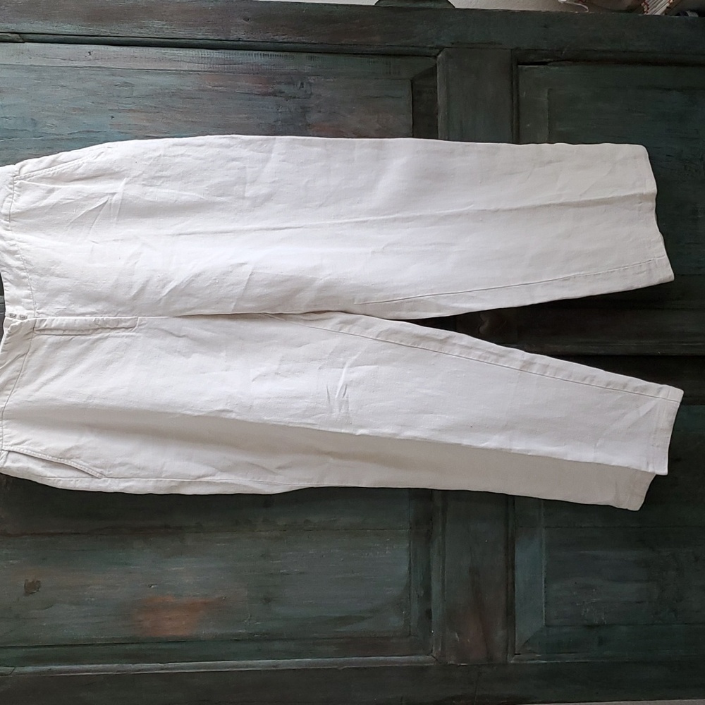 Eileen Fisher 100% Linen White Full Leg Pants